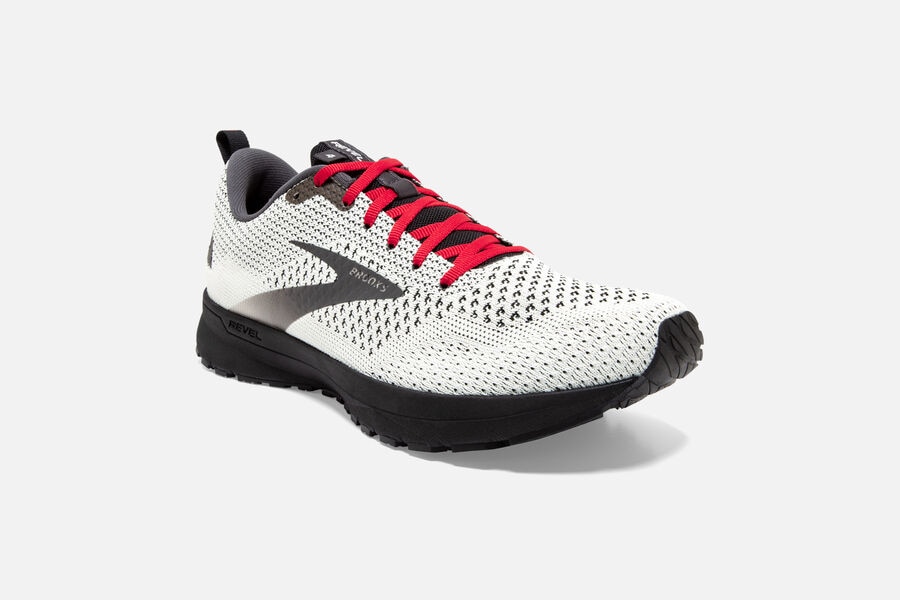 Brooks Revel 4 Road Running Shoes - Mens - White/Black/Red - DW8751690